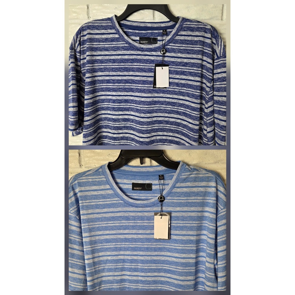 Lot of 2 QUIETI short sleeve shirts Men's size XL Blue colors Polyester NWT